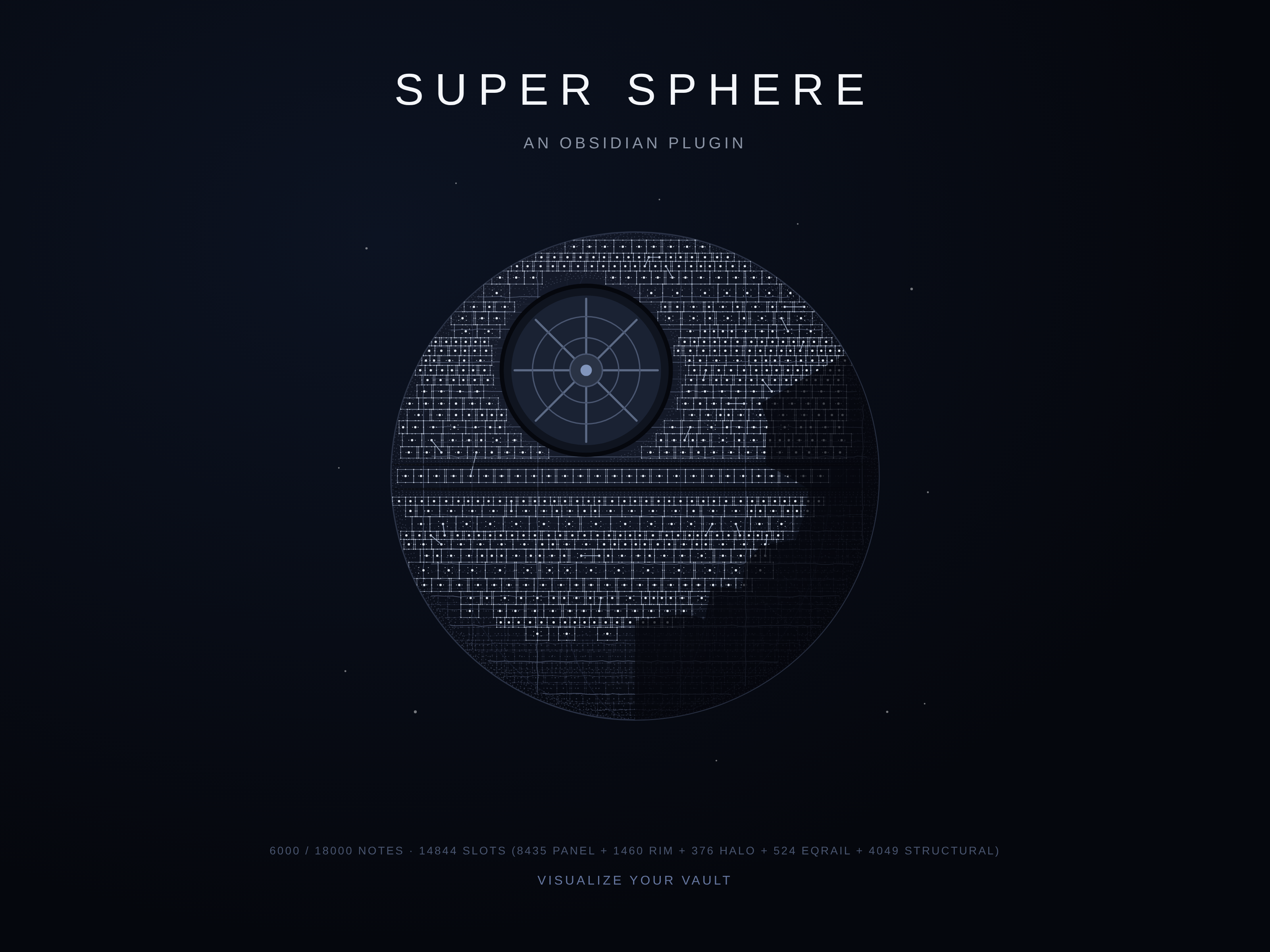 Super Sphere at 6,000 notes — mid-build state showing lit focal structure and scaffolded crescent